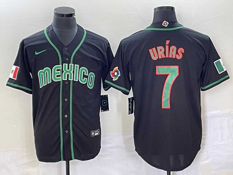 Mens Mexico Baseball #7 Julio Urias 2023 Black World Classic Stitched Jersey->2023 world baseball classic->MLB Jersey
